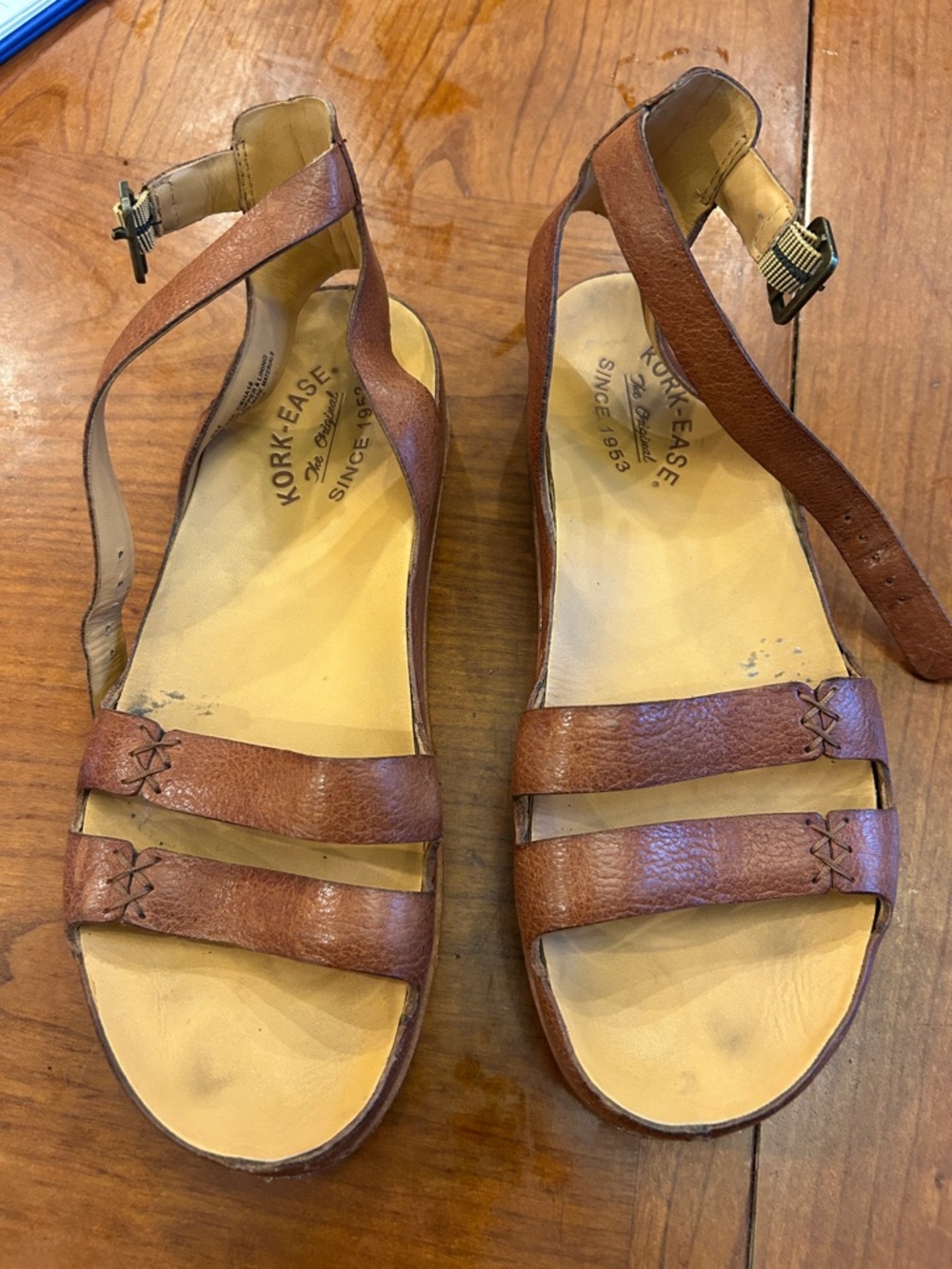 Kork-Ease Brown Leather Slingback Sandals size 8